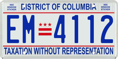 DC license plate EM4112