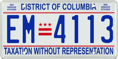 DC license plate EM4113