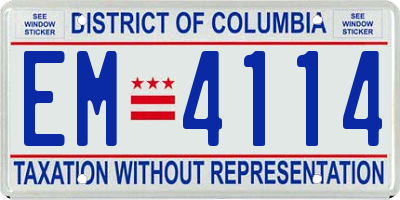 DC license plate EM4114