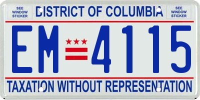 DC license plate EM4115