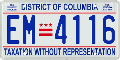 DC license plate EM4116