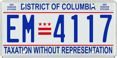 DC license plate EM4117