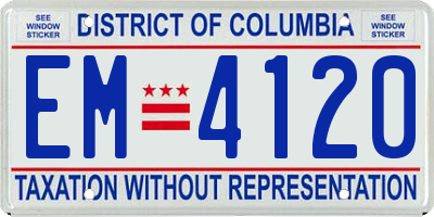 DC license plate EM4120