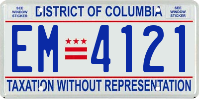 DC license plate EM4121