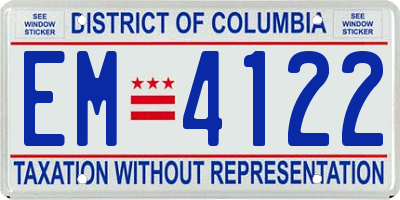 DC license plate EM4122