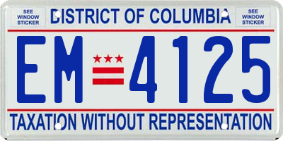 DC license plate EM4125