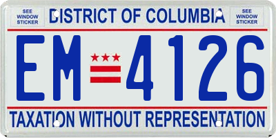 DC license plate EM4126