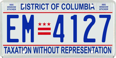 DC license plate EM4127