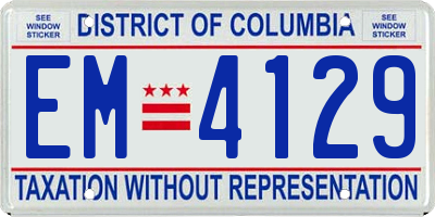 DC license plate EM4129