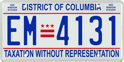 DC license plate EM4131