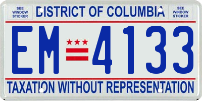 DC license plate EM4133