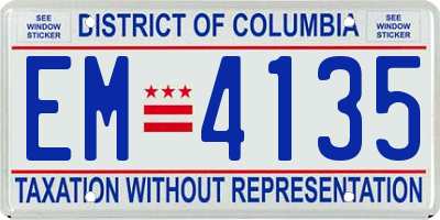 DC license plate EM4135