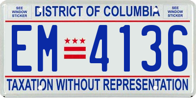 DC license plate EM4136