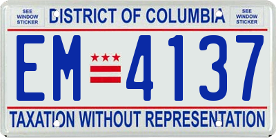 DC license plate EM4137