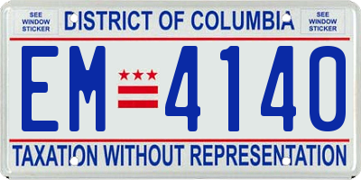 DC license plate EM4140