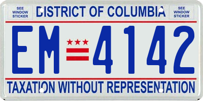 DC license plate EM4142