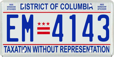 DC license plate EM4143