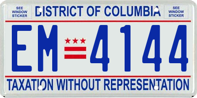 DC license plate EM4144