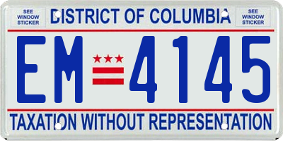 DC license plate EM4145