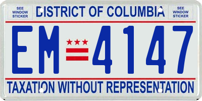 DC license plate EM4147