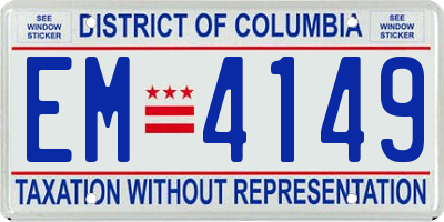 DC license plate EM4149