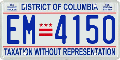 DC license plate EM4150