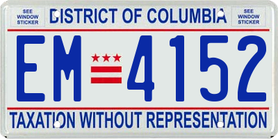 DC license plate EM4152