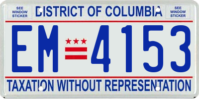 DC license plate EM4153