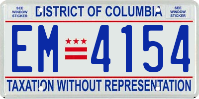 DC license plate EM4154