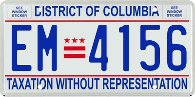 DC license plate EM4156