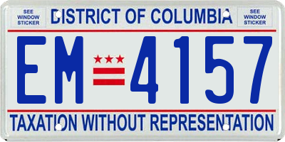 DC license plate EM4157