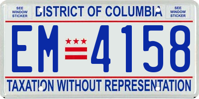 DC license plate EM4158