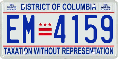 DC license plate EM4159