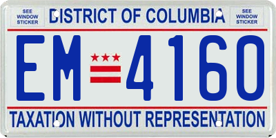 DC license plate EM4160