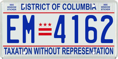 DC license plate EM4162