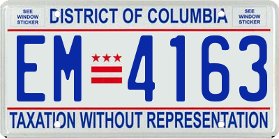 DC license plate EM4163