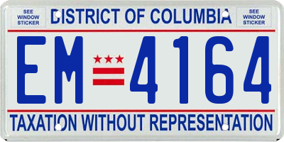 DC license plate EM4164