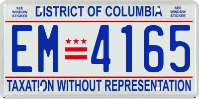 DC license plate EM4165