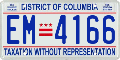 DC license plate EM4166