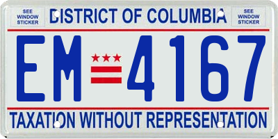 DC license plate EM4167