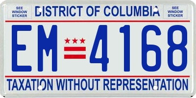 DC license plate EM4168