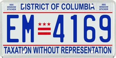 DC license plate EM4169