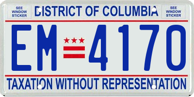 DC license plate EM4170