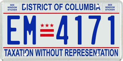 DC license plate EM4171