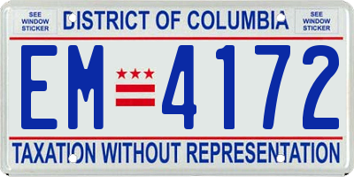 DC license plate EM4172