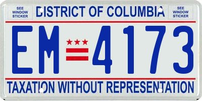 DC license plate EM4173