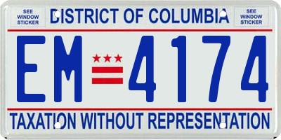 DC license plate EM4174