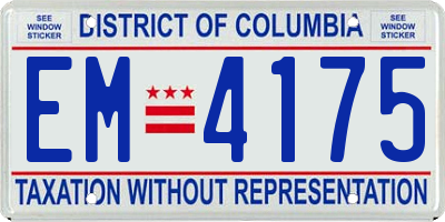 DC license plate EM4175