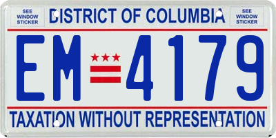 DC license plate EM4179