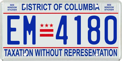 DC license plate EM4180